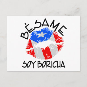Carte Postale Besame Soy Boricua Kiss Me Je suis Portoricaine