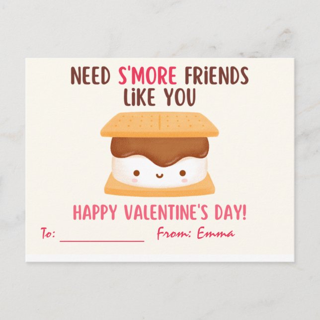 Carte Postale Besoin de S'More Friends Like You Valentine's Day  (Devant)