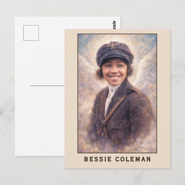 Carte Postale Bessie Coleman Aviatrice Ange (Devant / Derrière)