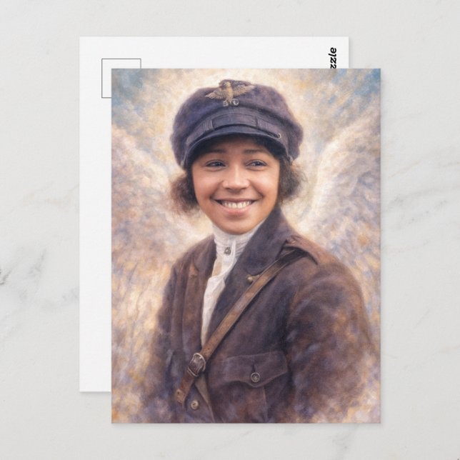 Carte Postale Bessie Coleman Portrait Painting - Angelcore Style (Devant / Derrière)