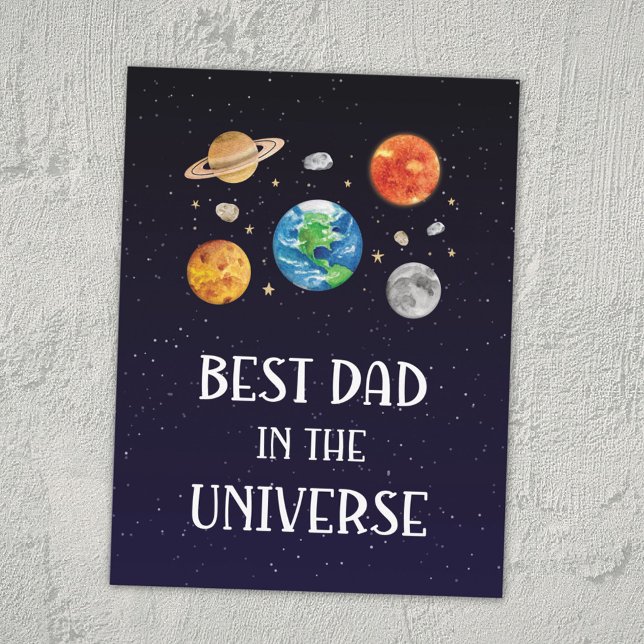 Carte Postale Best Dad in The Universe Funny Quote Fathers Day (Créateur téléchargé)