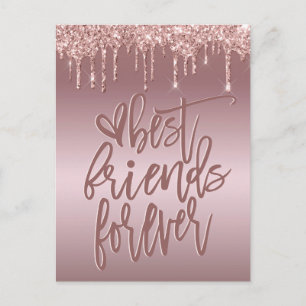 Carte Postale Best Friends Forever Rose Gold Parties scintillant