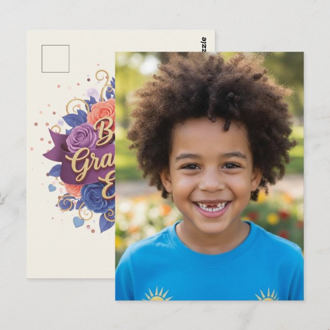 Carte Postale Best Grandma Ever Floral (Devant / Derrière)