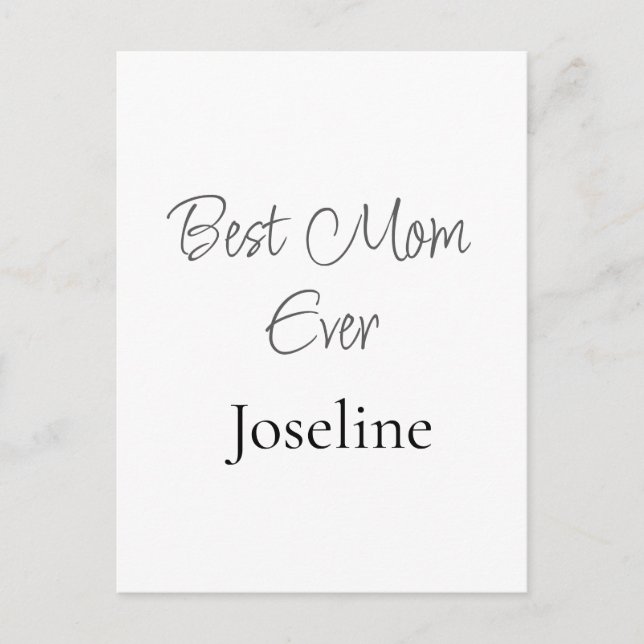 Carte Postale Best mom ever name simple minimal stylish mothers  (Devant)