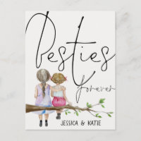 Besties Forever Amis Noms Filles Script Postcar