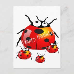 Carte Postale bestiole de femme avec des coccinelles de bébé
