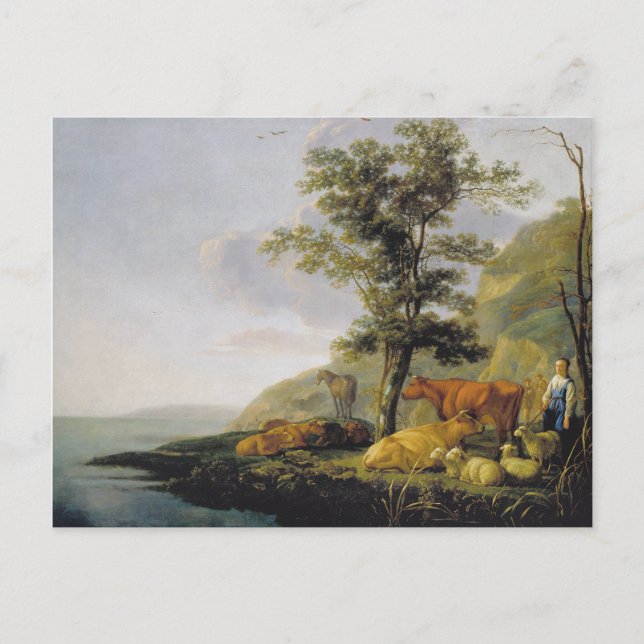 Carte Postale Bétail près d'une rivière  Aelbert Cuyp   (Devant)