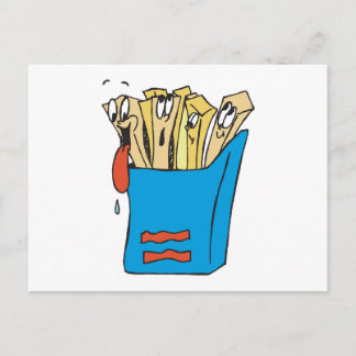 Carte Postale bête caricature frites