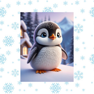 Carte Postale Bêtes, hiver, Pingouin, Croisement
