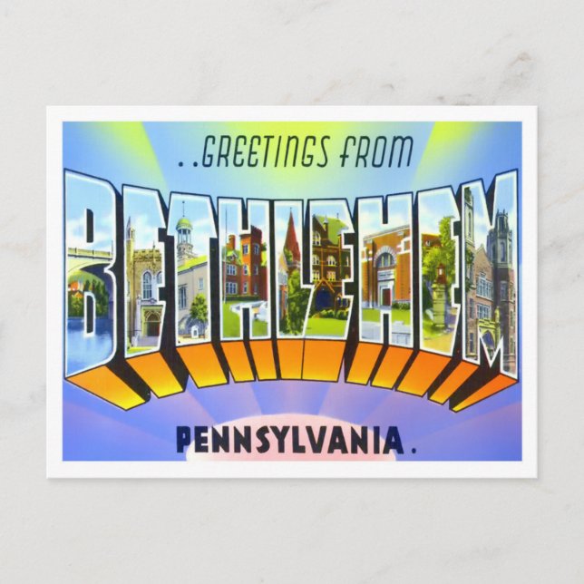 Carte Postale Bethléem, Pennsylvanie Vintage Big Letters (Devant)