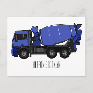 Carte Postale Béton mélange camion de transport caricature