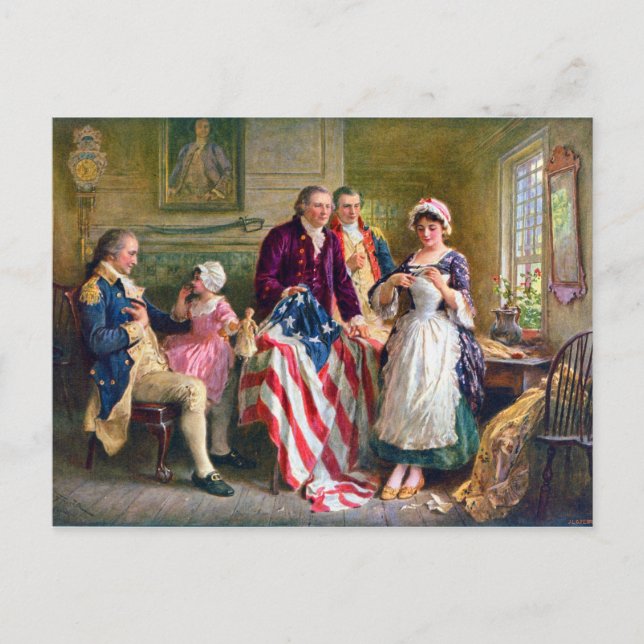 Carte Postale Betsy Ross et les étoiles et les rayures 1777 (Devant)