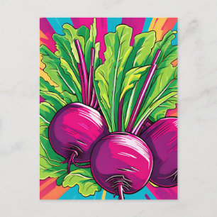 Carte Postale Betteraves Violettes Vibrantes Pop Art