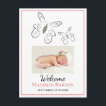 Carte Postale Beurre Bébé Fille Faire-part photo<br><div class="desc">Carte postale adorable pour bébé fille à personnaliser sur le devant avec le nom et la photo et votre message au verso.</div>