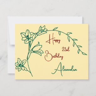 Carte Postale Beurre floral simple Jaune Nommé & Anniversaire Vi