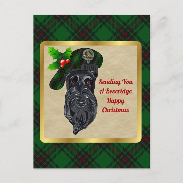 Carte Postale Beveridge Clan Badge & Tartan Christmas (Devant)