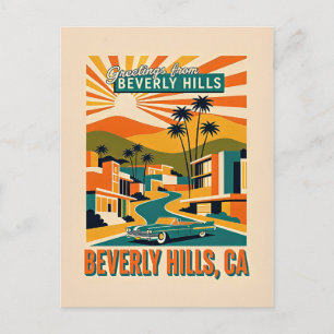 Carte Postale Beverly Hills, CA Rétro Fantaisiste Coloré