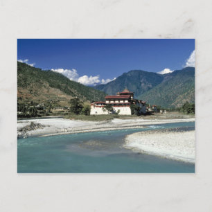Carte Postale Bhoutan, Punaka. La rivière Mo Chhu coule au-delà