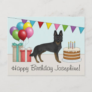 Carte Postale Bi-Noir Berger Allemand Joyeux Anniversaire Coloré