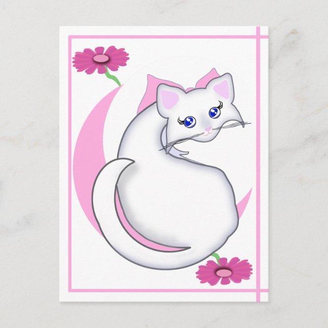 Carte postale Bianca Toon Kitty Tickled Pink w Flo (Devant)