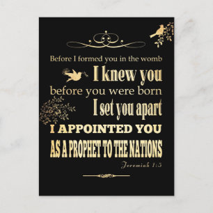 Carte Postale Bible biblique chrétienne Verse - Jérémie 1:5