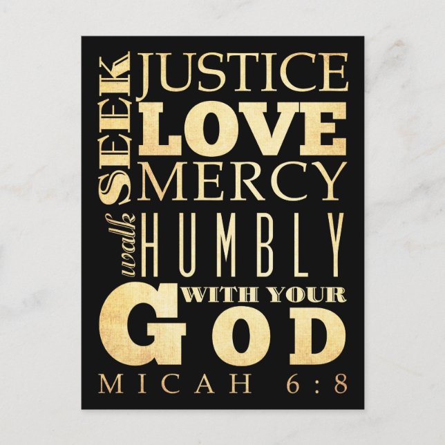 Carte Postale Bible biblique chrétienne Verse - Micah 6:8 (Devant)