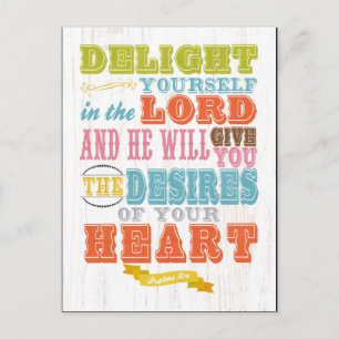 Carte Postale Bible biblique chrétienne Verse - Psaume 37:4