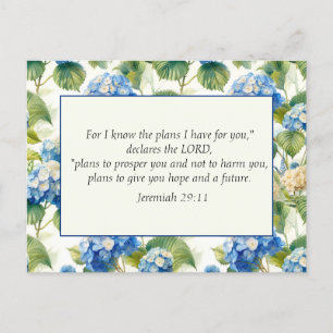 Carte Postale Bible chrétienne florale bleue Les plans de Dieu