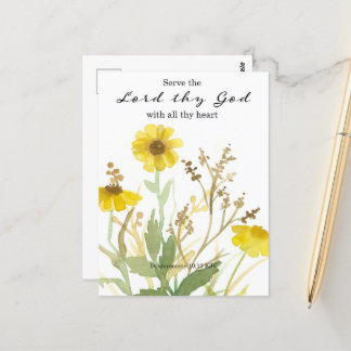 Carte Postale Bible Deutéronome Écriture Jaune Fleur sauvage