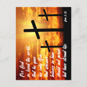 CARTE POSTALE BIBLE TRENDY VERSE JOHN 3:16 CADEAU CHRÉTIEN