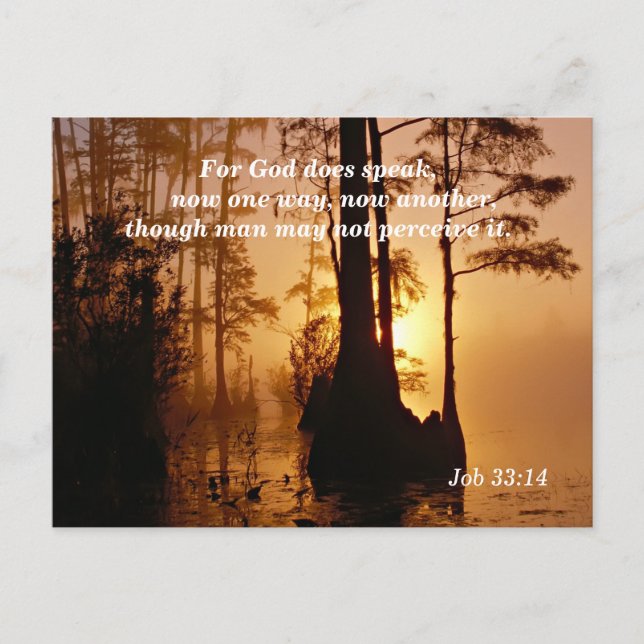 Carte Postale Bible Verse Job 33:14 Dieu Parle (Devant)