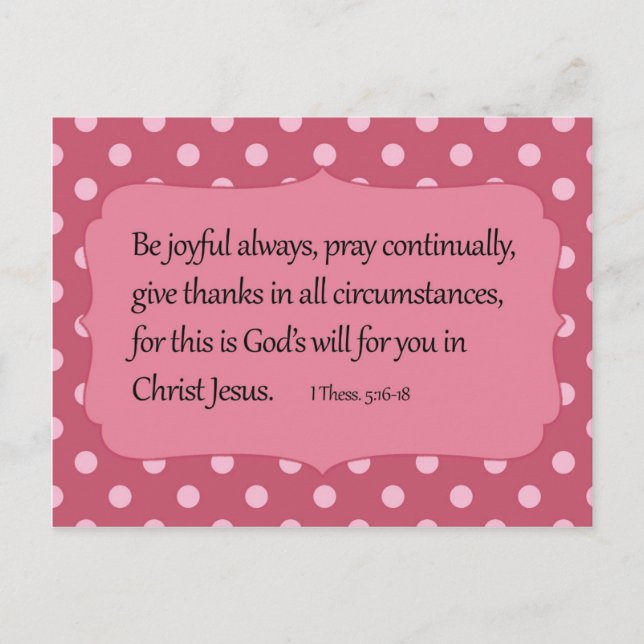 Carte Postale Bible Verse Joyeux Point Rose (Devant)