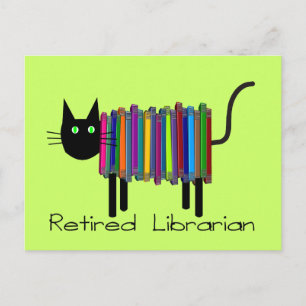 Carte Postale Bibliothécaire à la retraite Livre Cadeaux de chat