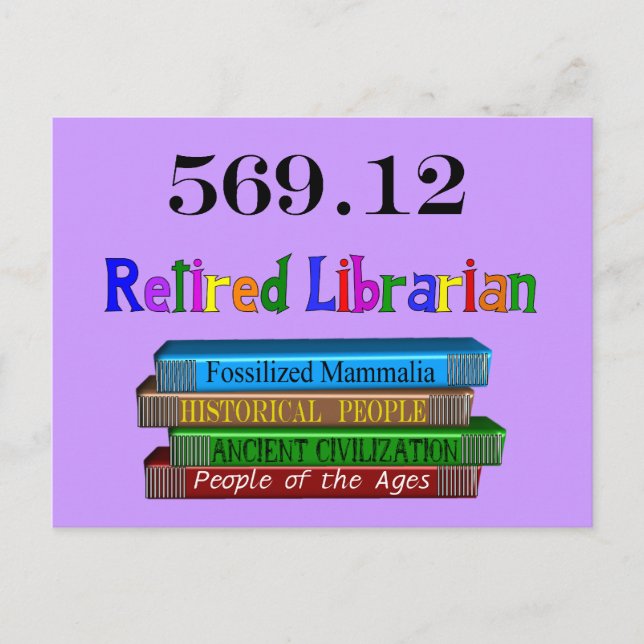 Carte Postale Bibliothécaire Retraité 569.0 (Système décimal de  (Devant)