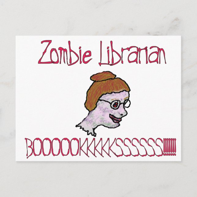 Carte Postale Bibliothécaire zombie (Devant)