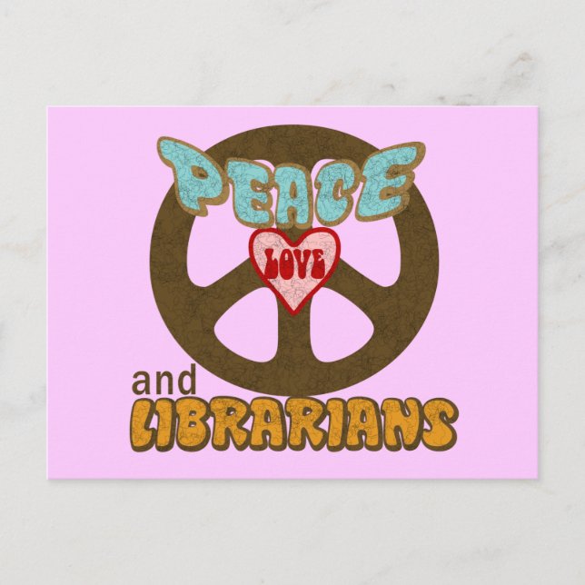 Carte Postale Bibliothécaires Peace Love (Devant)