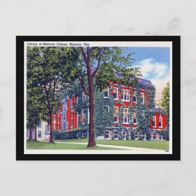 Carte Postale Bibliothèque au Marietta College, Ohio Vintage (Devant)