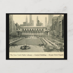 Carte Postale Bibliothèque, Bryant Park, New York City Vintage