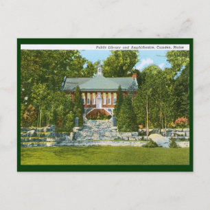 Carte Postale Bibliothèque, Camden, Maine Vintage
