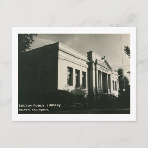 Carte Postale Bibliothèque, Colton, Californie Vintage