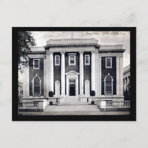 Carte Postale Bibliothèque, New Haven, Connecticut Vintage