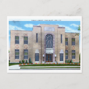Carte Postale Bibliothèque, Pine Bluff, Arkansas Vintage