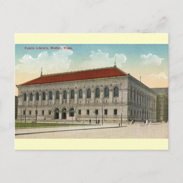 Carte Postale Bibliothèque publique, Boston 1911 Vintage (Devant)