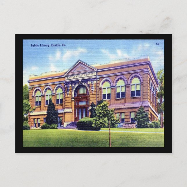Carte Postale Bibliothèque publique, Easton, PA Vintage (Devant)