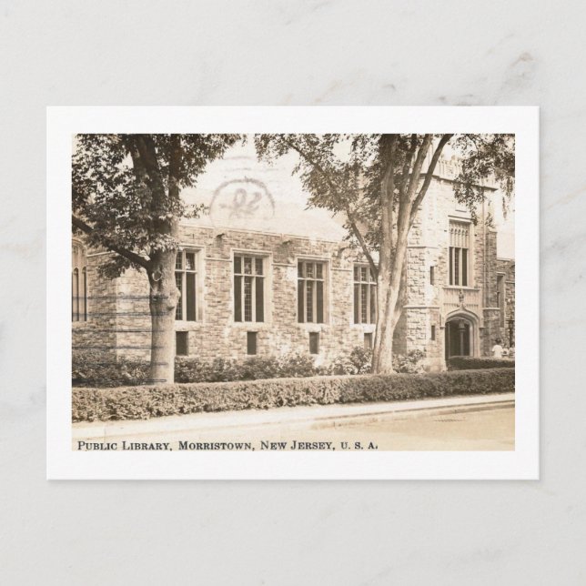 Carte Postale Bibliothèque publique, Morristown, New Jersey Vint (Devant)