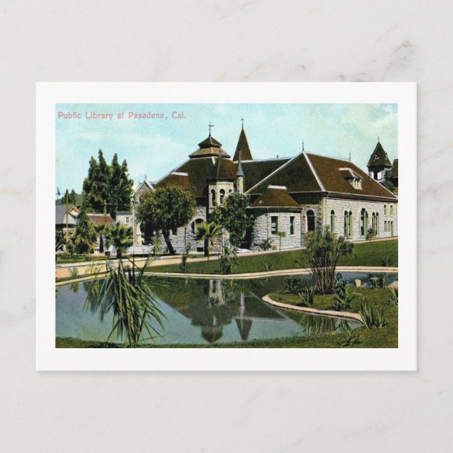 Carte Postale Bibliothèque publique, Pasadena, Californie Vintag (Devant)