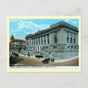 Carte Postale Bibliothèque, Seattle, Washington Vintage