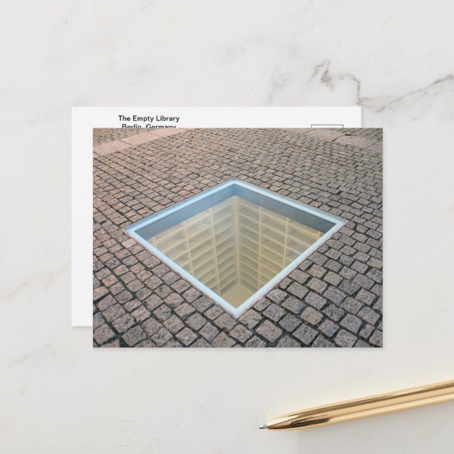 Carte Postale Bibliothèque vide, Berlin, Allemagne (Devant/Arrière en situation)