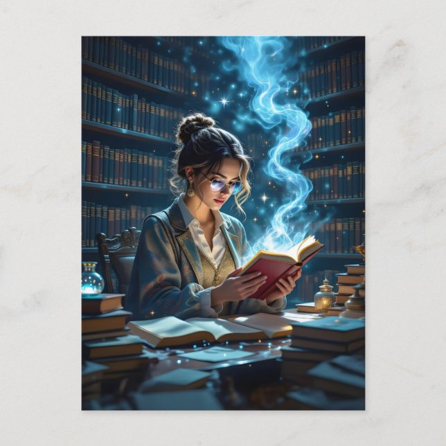 Carte Postale Bibliothèque Whimsical - Évoquant Un Sentiment D'É (Devant)