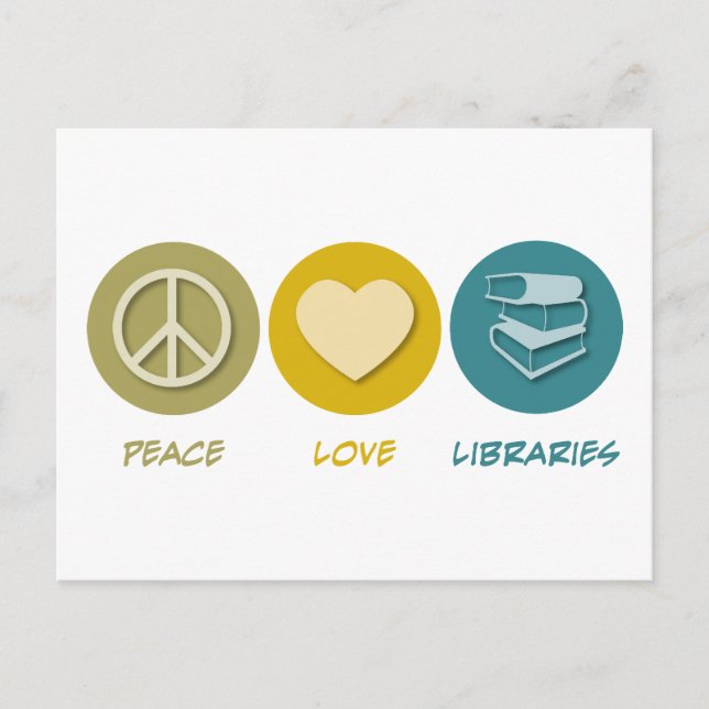Carte Postale Bibliothèques Peace Love (Devant)
